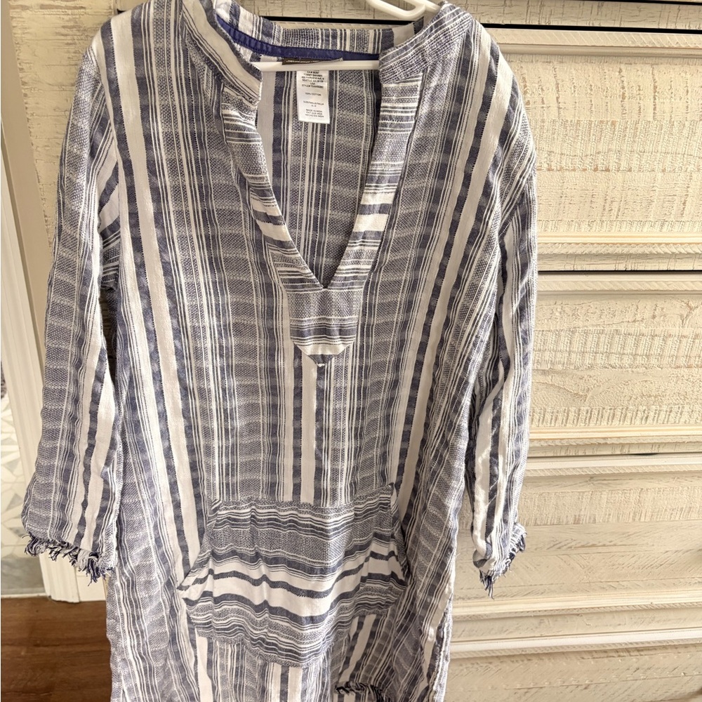 Tommy Bahama Blue and White Striped V-Neck Tunic